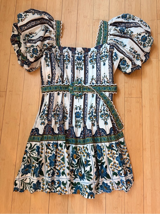 FARM Rio Dresses & Skirts - FARM Rio White Mini Dress with Blue and Green Floral Print